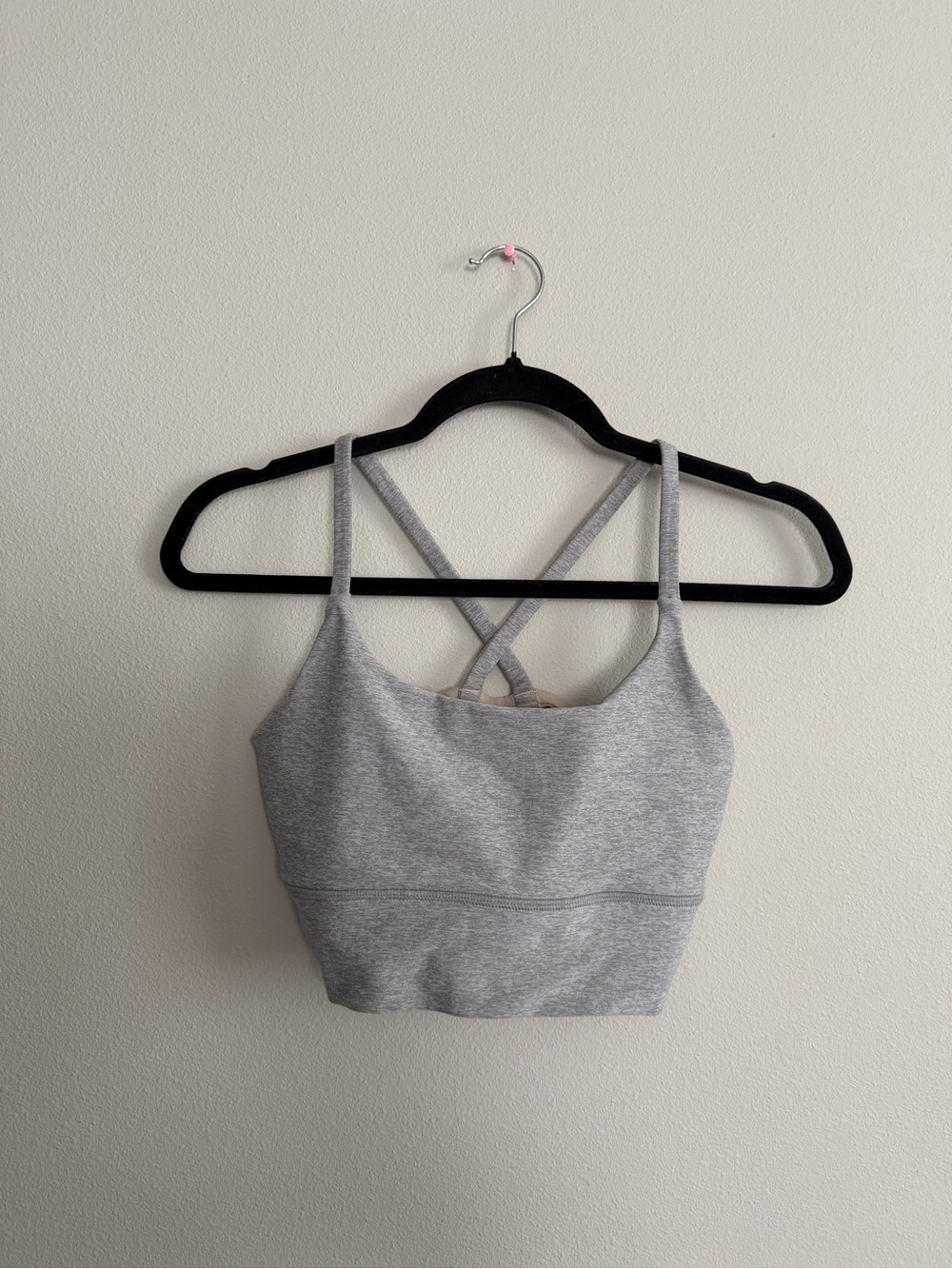 Vuori Everyday Light Support Gray Sports Bralette with Crisscross Back
